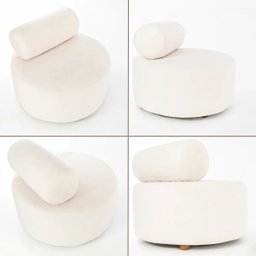 Poltrona Puff Decorativo Orgânica Boucle Recepção Sala de Estar Luxo Bege - 5