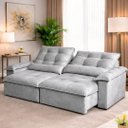 Ver imagem 3 de Sofá 3 Lugares Retrátil Reclinável Molas Ensacadas D33 Soft Conforto Premium:Cinza Claro
