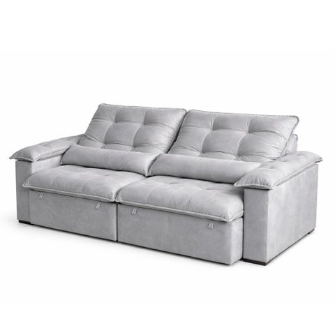 Sofá 3 Lugares Retrátil Reclinável Molas Ensacadas D33 Soft Conforto Premium:Cinza Claro