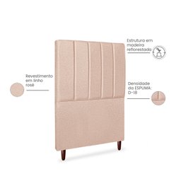 Cabeceira Estofada Cama Box Solteiro Carla 90cm Linho:rosê - 3