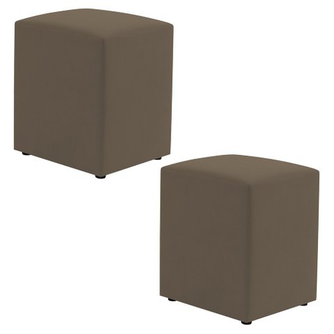Kit 02 Puffs Decorativos Sala de Estar Quadrado 36x47cm Suede Capuccino - Desk Design