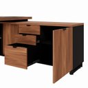 Ver imagem 6 de Escrivaninha Mesa Escritório Diretor em L com Armário Lateral e Caixa de Tomadas 3 Gavetas 180cm Cor