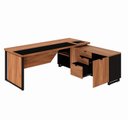 Ver imagem 5 de Escrivaninha Mesa Escritório Diretor em L com Armário Lateral e Caixa de Tomadas 3 Gavetas 180cm Cor