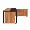Ver imagem 4 de Escrivaninha Mesa Escritório Diretor em L com Armário Lateral e Caixa de Tomadas 3 Gavetas 180cm Cor
