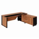 Ver imagem 2 de Escrivaninha Mesa Escritório Diretor em L com Armário Lateral e Caixa de Tomadas 3 Gavetas 180cm Cor