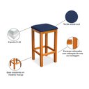 Ver imagem 3 de Kit 2 Banquetas Alta Decorativa Lívia para Balcão Cozinha Base em Madeira Suede Azul