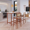 Ver imagem 1 de Conjunto Mesa e 2 Banquetas Bistrô Tiê CabeCasa MadeiraOriginals Marrom/Amêndoa/Off White