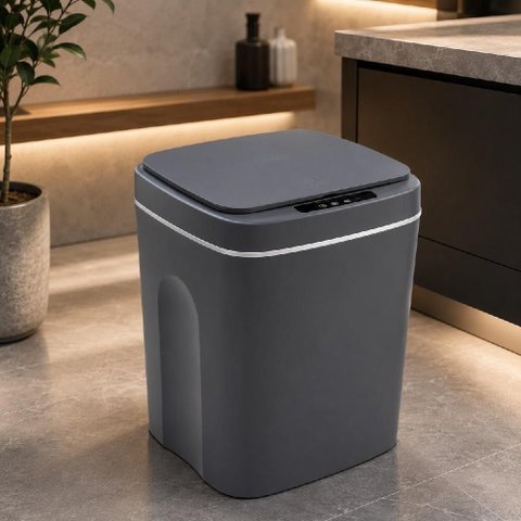 Lixeira Inteligente 14L Polipropileno Abertura com Sensor Recarregavel Tampa Touch Cinza