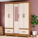 Ver imagem 2 de Guarda Roupa 5 Portas com Espelho 200x146 Cm Nature Off White Briz