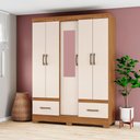 Ver imagem 6 de Guarda Roupa 5 Portas com Espelho 200x146 Cm Nature Off White Briz