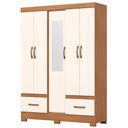 Ver imagem 1 de Guarda Roupa 5 Portas com Espelho 200x146 Cm Nature Off White Briz
