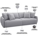 Ver imagem 4 de Sofá Cama Retrátil 3 Lugares para Sala de Estar 190cm Sky T03 Linho Cinza - Lyam Decor