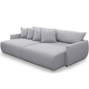 Sofá Cama Retrátil 3 Lugares para Sala de Estar 190cm Sky T03 Linho Cinza - Lyam Decor