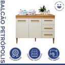 Ver imagem 2 de Lavanderia Modulada Petrópolis Balcão 2 Portas 3 Gavetas - Kaiki Móveis Nature/off White