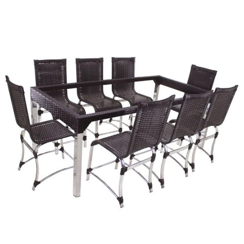 8 Cadeiras e Mesa Jantar Haiti Alumínio Cozinha Edícula