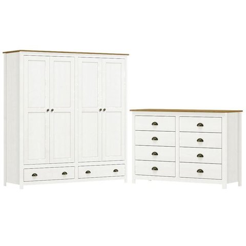 Guarda Roupa 4 Pt Comoda 8 Gv Madeira Maciça Branco Freijo Milani Store
