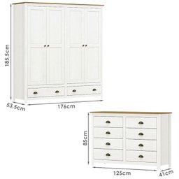 Guarda Roupa 4 Pt Comoda 8 Gv Madeira Maciça Branco Freijo Milani Store - 4