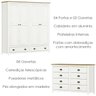 Guarda Roupa 4 Pt Comoda 8 Gv Madeira Maciça Branco Freijo Milani Store - 5