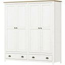 Ver imagem 2 de Guarda Roupa 4 Pt Comoda 8 Gv Madeira Maciça Branco Freijo Milani Store