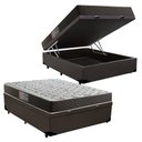 Ver imagem 1 de Cama Box Baú Casal Colchão Mola Bonnel Mestre dos Colchões + Box Sintético 61x138x188:Preto
