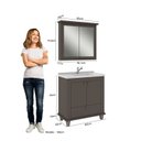 Ver imagem 3 de Conjunto para Banheiro 1 Gabinete com Lavatório 1 Espelheira Valência Móveis Bosi
