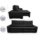 Ver imagem 2 de Sofá Retrátil e Reclinável 2,32m Molas Ensacadas Cama inBox Catar Velusoft Preto