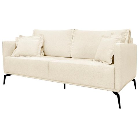 Sofa Sala de Estar Liv 2 Lugares Pes Aço Linho 232 Perola Ezz Perola