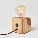 Ver imagem 2 de Luminária Abajur Mesa Cubo Teca 9,5cm Decoração de Sala, Quarto, Cama, Escritório Madeira Rustica