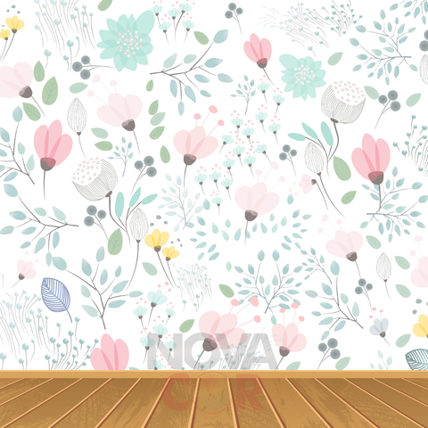 Papel de Parede Infantil Flores Coloridas 1m²