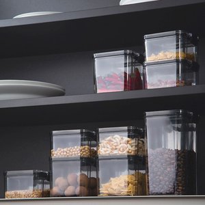 Pote Hermético Quadrado Trava 2000, 1500, 1000 ml e 700 ml - Preto