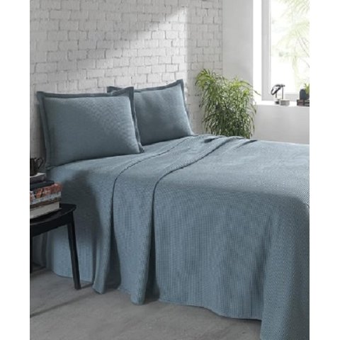 Kit Colcha Piquet Liso Dohler King Azul Marinho