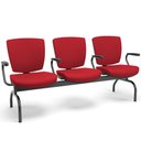 Ver imagem 3 de Cadeira Longarina 3 Lugares Aeroporto Recepção Preto Baixa Flexi P03 Poliéster vermelho - lyam Lyam