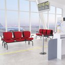 Ver imagem 2 de Cadeira Longarina 3 Lugares Aeroporto Recepção Preto Baixa Flexi P03 Poliéster vermelho - lyam Lyam