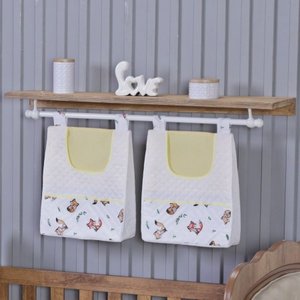 Porta Fralda Organizador Quarto de Bebê Menino Menina 2 Peças Varão:raposa Amarelo