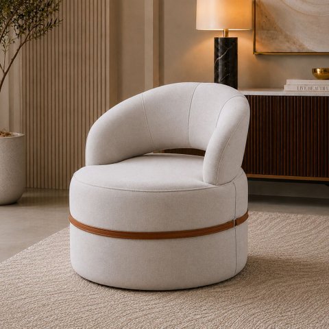 Poltrona para Sala Orgânica Decorativa Paris Cor Creme - Kmj