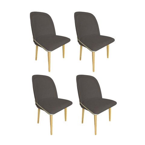 Kit 4 Cadeiras Sala Jantar Aço Champanhe Vianney Jbv Móveis: Cinza