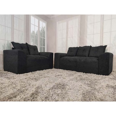 Sofá 2 e 3 Lugares Preto 601 Porto