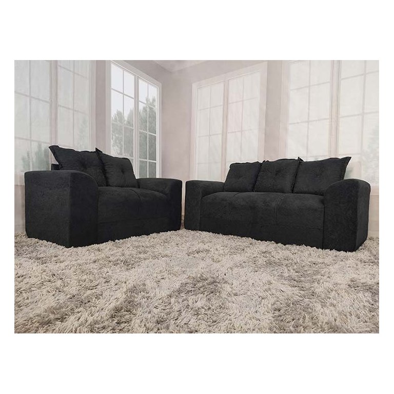 Sofá 2 e 3 Lugares Preto 601 Porto