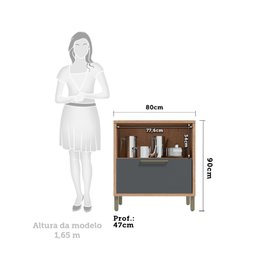 Balcão de Cozinha 80cm com 1 Porta Basculante 1 Gavetão e Tampo 100% MDF Vicenza Espresso Móveis - 5