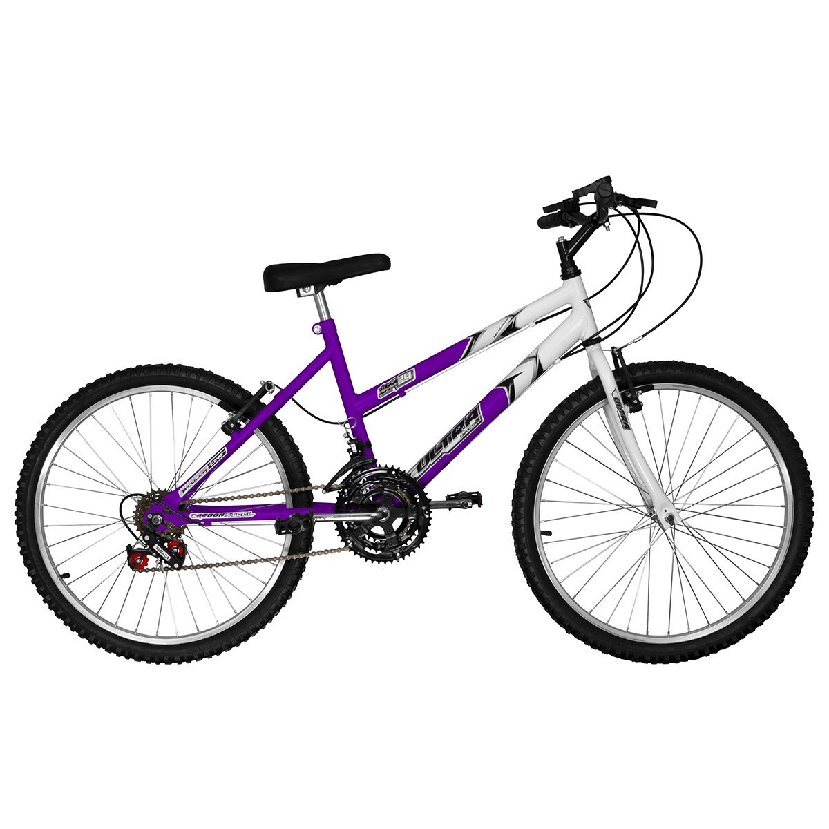 Bicicleta ultra bikes bicolor aro 24 18 marchas rosa e branca