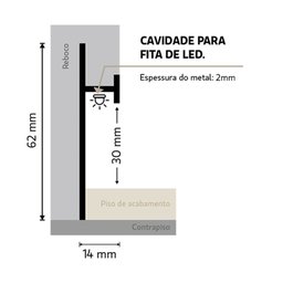 Rodapé invertido de alumínio Santa Luzia Neo Branco 3cm x 14mm x 3,0m - 2