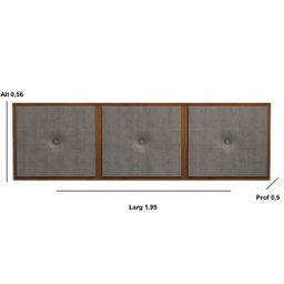 Painel Cabeceira Box King 1,95 Detalhe Madeira Suede Cinza - Comprar Moveis em Casa - 2