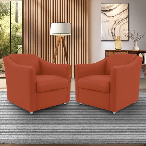 Kit 02 Poltrona Decorativa Reforçada Milla Recepção 12 Cores - Terracota