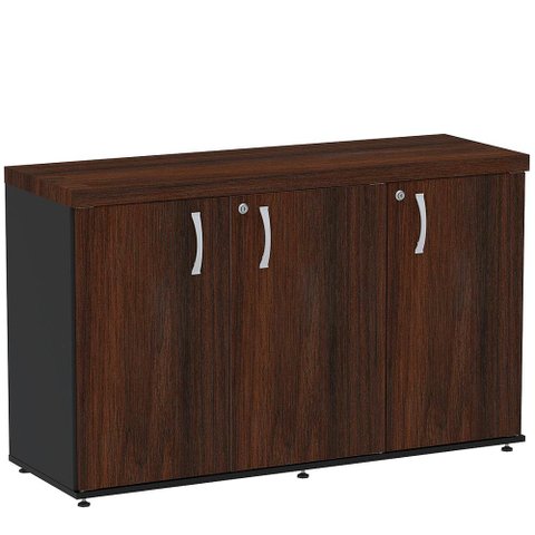 Armário Baixo Credenza Pe40 Pandin 121,50 Cm (largura) em Mdp Cor Escarlate e Preto com Três