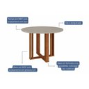 Ver imagem 3 de Conjunto: Mesa Sala Jantar Flora Tampo Madeirado C/ Vidro 109cm e 4 Cadeiras Fernanda Cinamomo/off