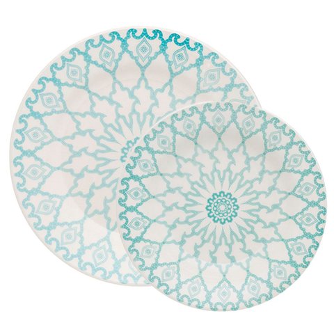 Kit Pratos Rasos e Fundos Donna Mandala 12 Peças Oxford Cerâmica