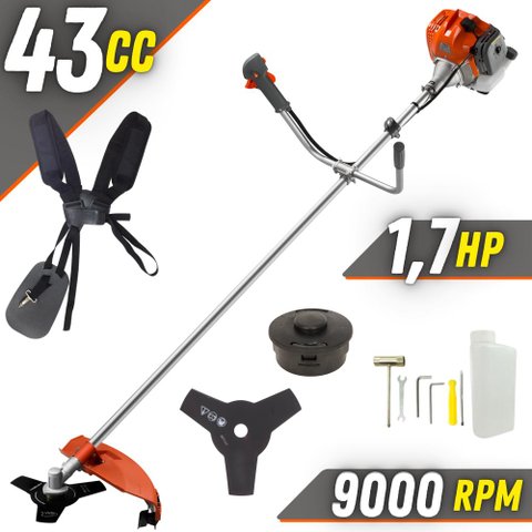 Roçadeira Aparador de Grama Á Gasolina Tekna Rl430acntk 2t 43cc 1,7hp C/ Faca e Carretel