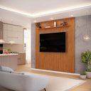 Ver imagem 3 de Painel Ripado para Tv até 75 Polegadas com Prateleira Trento 223 Freijó - Dj Móveis