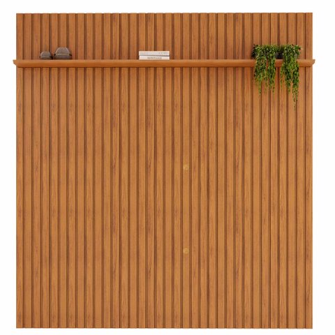 Painel Ripado para Tv até 75 Polegadas com Prateleira Trento 223 Freijó - Dj Móveis