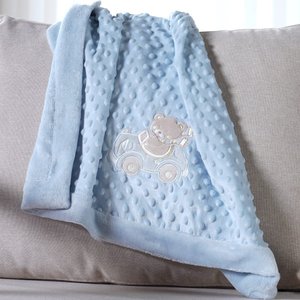 Manta Bebê Dots Camada Dupla de Plush 100x70 com Bordado